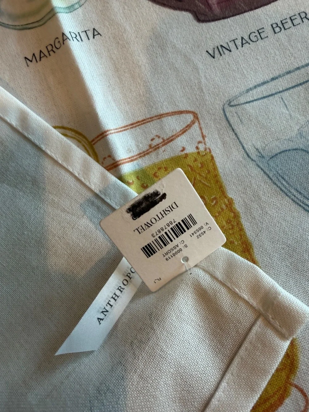 Anthropologie Dishtowels Set of 4 NWT Types of Glasses Kitchen